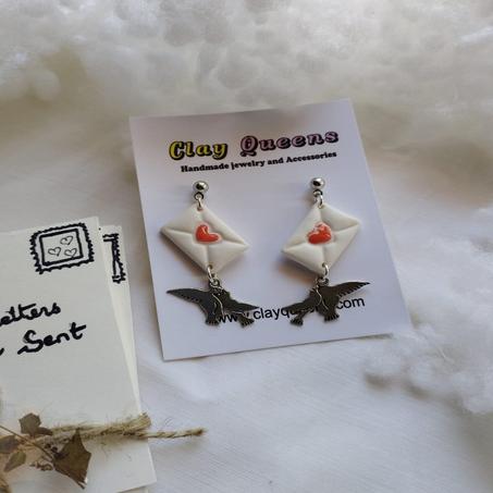 flying love letter earrings
