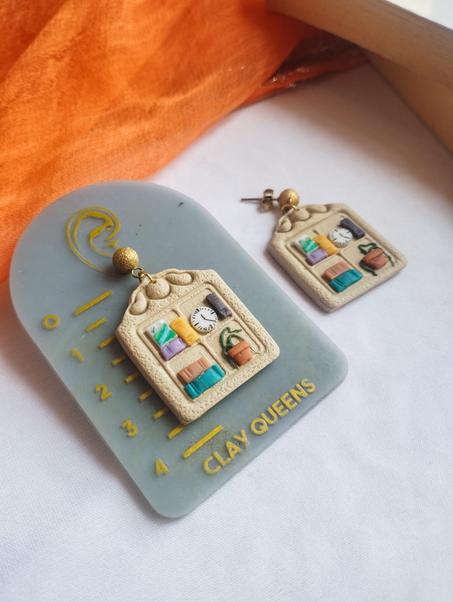 Book shelf earrings