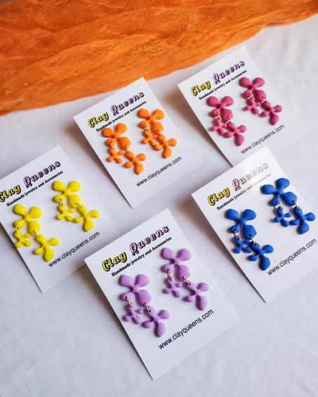 Floral triplet earrings