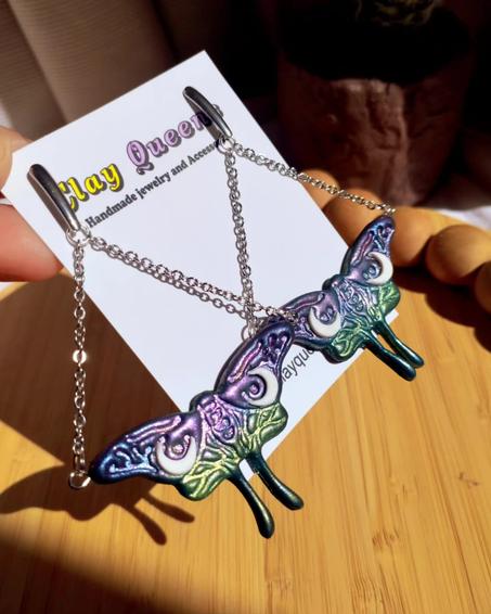 Galaxy moth earrings