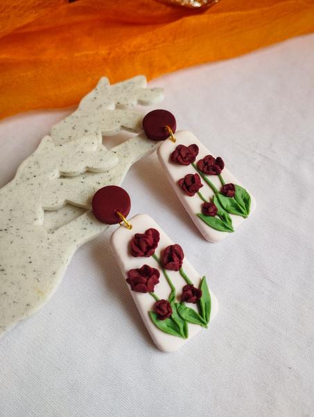 Garnet garden earrings