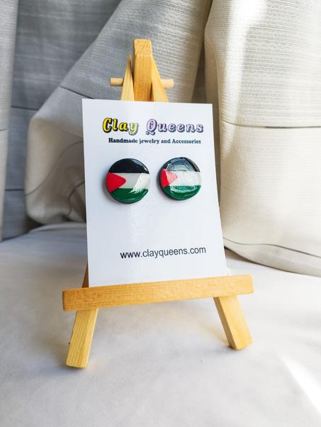 Circle Palestine flag earrings