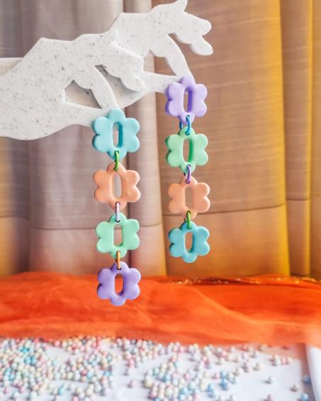 Pastel flowers earrings