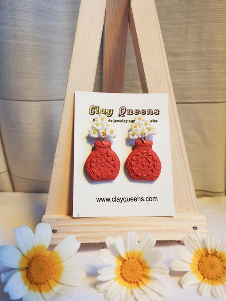 Daisies vase earrings