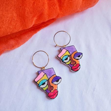 Abstract face earrings
