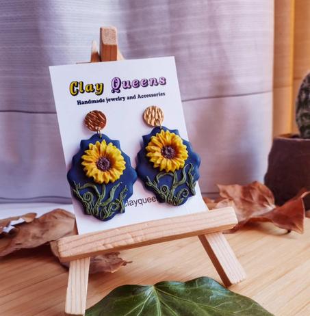 Midnight sunflowers earrings
