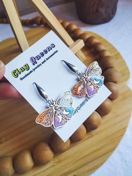 Moth colorful earrings