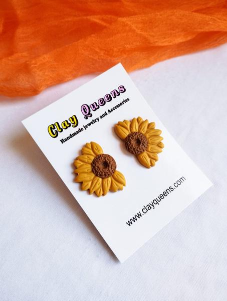 Half sunflowers earrings