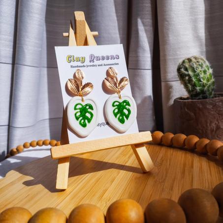 Monstera earrings
