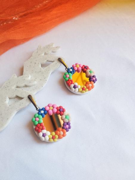 floral mirror earringd