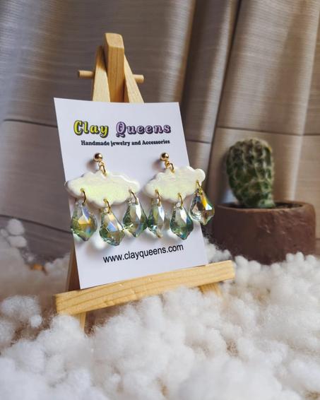 Holographic clouds earrings