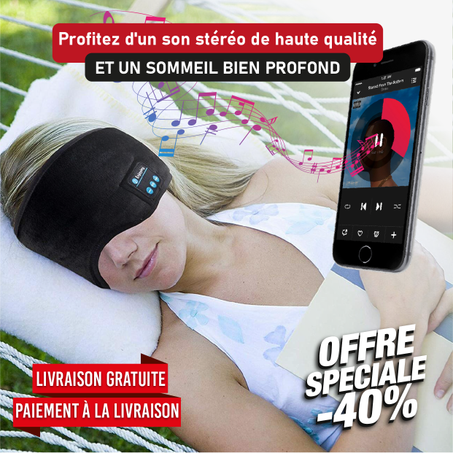Sleepy™- Bandeau Écouteurs sans Fil Bluetooth pour dormir, Modèle Bandeau de Sport mince