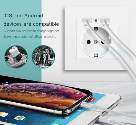 Safe™-Prise Murale, Prise Electrique Murale avec Double USB 5V/2100mA