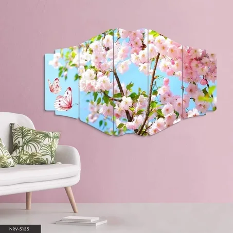 لوحة أغصان وأزهار – 5 قطع – 120×80 سم – خشب MDF Tableau Brindilles et fleurs – 5 pièces – 120×80 cm – MDF