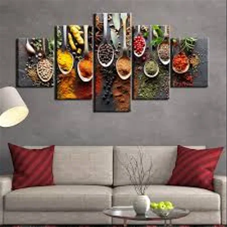 لوحة توابل – تصميم 1 – 5 قطع – 120×80 سم – خشب MDF – 299 درهم Panneau Épices – Design 1 – 5 pièces – 120×80 cm – MDF – 299 DH