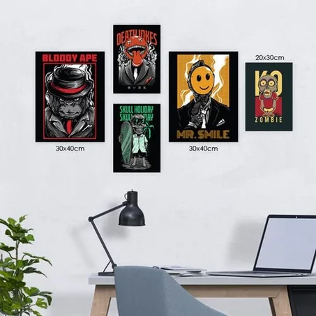Euphoria Home Pack 5 Tableaux – Bloody – 3× (30×20) + 2× (30×40) – MDF – 199 DH