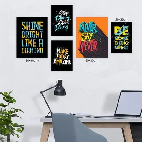 Euphoria Home Pack 5 Tableaux – Quotes – 3× (30×20) + 2× (30×40) – خشب MDF – 199 درهم