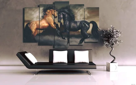 لوحة حصان عربي – 5 قطع – 120×80 سم – خشب MDF – 299 درهم Panneau Cheval Arabe – 5 pièces – 120×80 cm – MDF – 299 DH