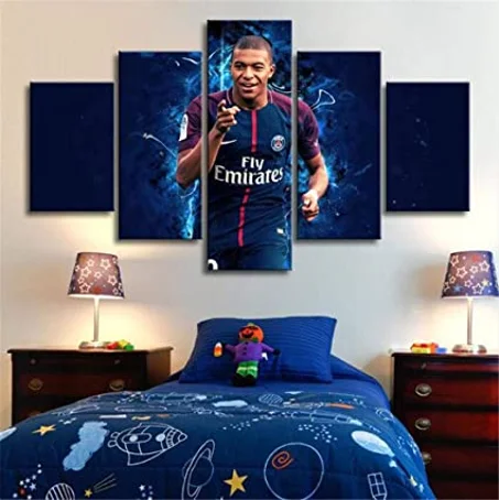 لوحة كيليان مبابي – 5 قطع – 120×80 سم – خشب MDF – 299 درهم Panneau Kylian Mbappé – 5 pièces – 120×80 cm – MDF – 299 DH