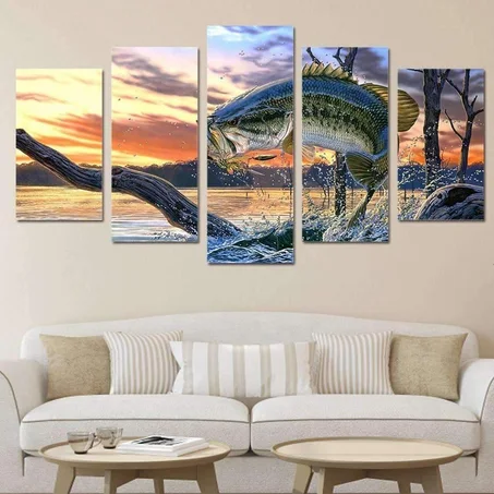 لوحة أسماك – تصميم 5 – 5 قطع – 120×80 سم – خشب MDF – 299 درهم Panneau Poissons – Design [numéro] – 5 pièces – 120×80 cm – MDF – 299 DH
