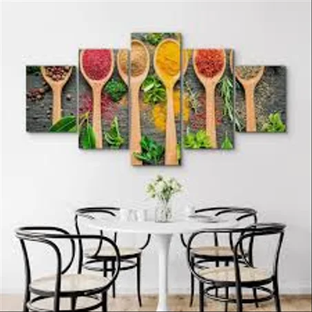 لوحة توابل – تصميم 3 – 5 قطع – 120×80 سم – خشب MDF – 299 درهم Panneau Épices – Design 3 – 5 pièces – 120×80 cm – MDF – 299 DH