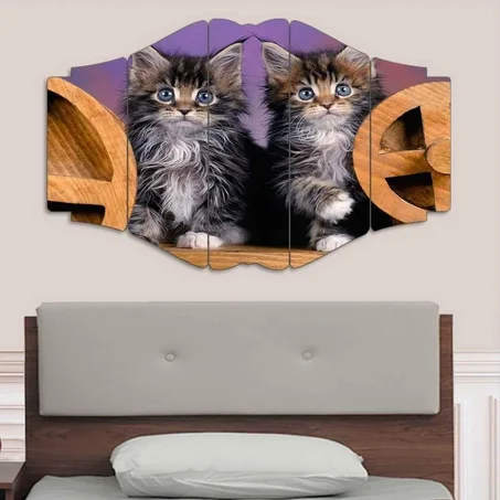 لوحة قطتين صغيرتين – 5 قطع – 120×80 سم – خشب MDF – 299 درهم Panneau Deux Petits Chats – 5 pièces – 120×80 cm – MDF – 299 DH