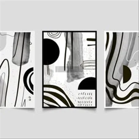 مجموعة 3 لوحات – AI Painting – 40×30 سم – خشب MDF Trio 3 panneaux – Peinture IA – 40×30 cm – MDF