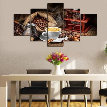 لوحة مقهى 5 قطع ––  Panneau Café 5 Pièces – 120x80 cm –