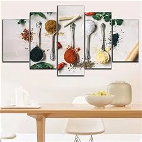 لوحة توابل – تصميم 2 – 5 قطع – 120×80 سم – خشب MDF – 299 درهم Panneau Épices – Design 2 – 5 pièces – 120×80 cm – MDF – 299 DH