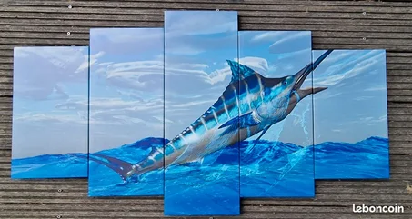لوحة أسماك – تصميم [رقم] – 5 قطع – 120×80 سم – خشب MDF – 299 درهم Panneau Poissons – Design [numéro] – 5 pièces – 120×80 cm – MDF – 299 DH