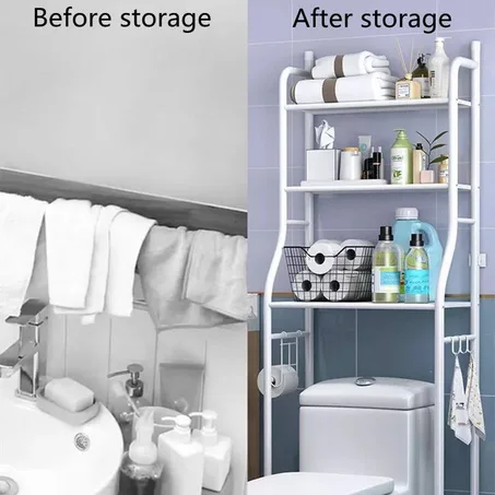 رف موفر للمساحة فوق المرحاض جد عملي ودو جودة ممتازة bathroom shelf organizer 3 layers😍