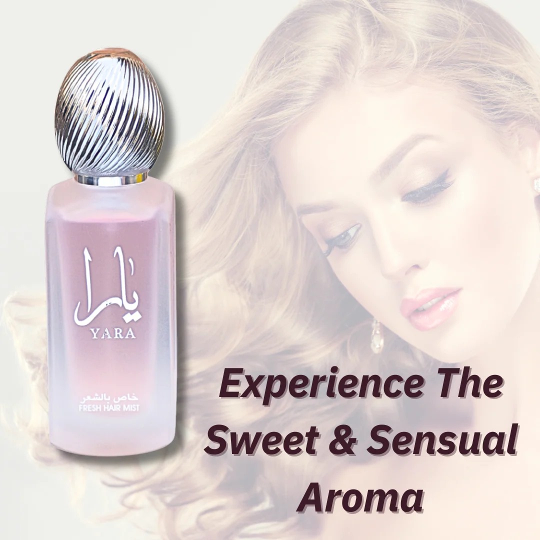 معطر الشعر يارا فريش 50 مل (1.7 أونصة) من لطافة، استمتعي بالرائحة الحلوة والحسية. - YARA Fresh Hair Mist 50ML (1.7 OZ) by Lattafa, Experience the Sweet & Sensual Aroma.