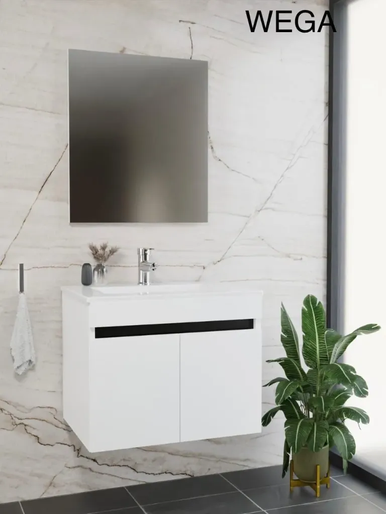✨ مغسلة WEGA عصرية بـمرآة ذكية – أناقة راقية في حمامك