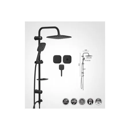 🚿 عمود دوش فاخر باللون الأسود – تصميم عصري لحمام أنيق