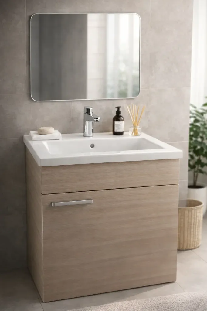 ✨ مغسلة WOOD STYLE – أناقة الخشب في ديكور حمّامك ✨