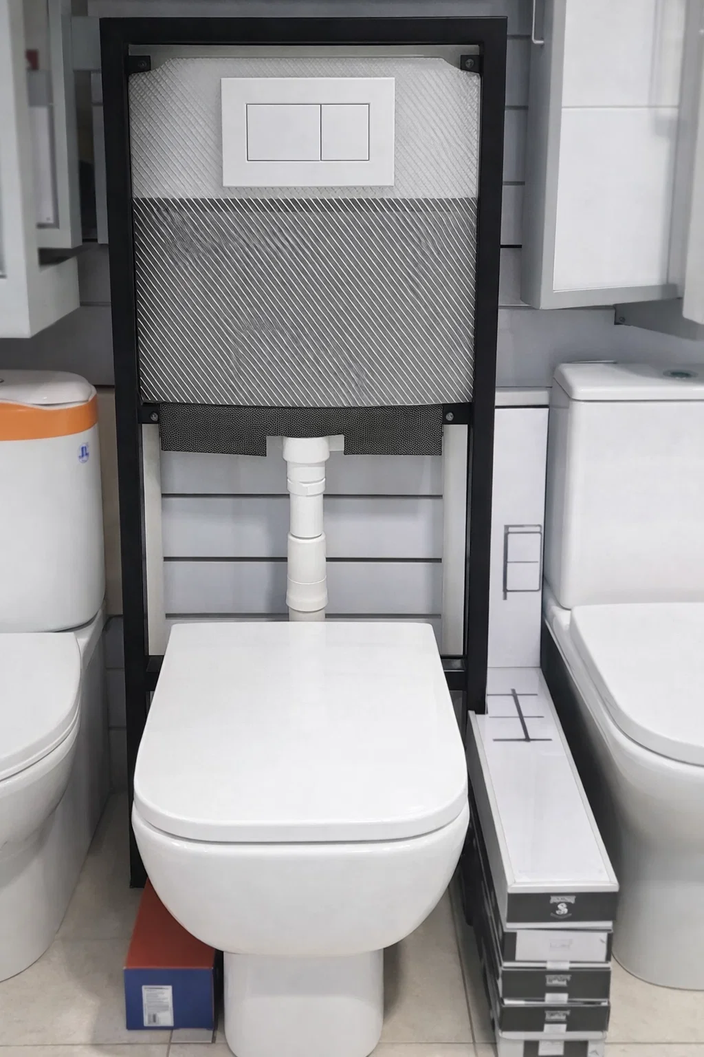 🚽 عرض فاخر: مرحاض معلق (WC Suspendu) مع هيكل مخفي – تصميم عصري 100%