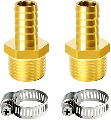 تركيبة خرطوم نحاسية من AQSON - شوكة 3/8 بوصة إلى محول NPT ذكر 1/2 بوصة (عبوة من 4 قطع)