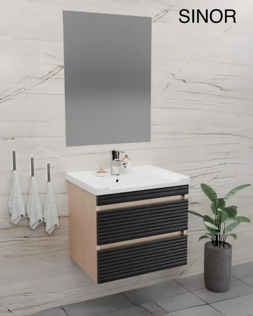مغسلة SINOR بمرآة ذكية – الطول 60 سم والعرض 46 سم بتصميم فاخر وعصري"