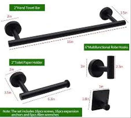 طقم إكسسوارات الحمام الأسود – 5 قطع 🛁✨