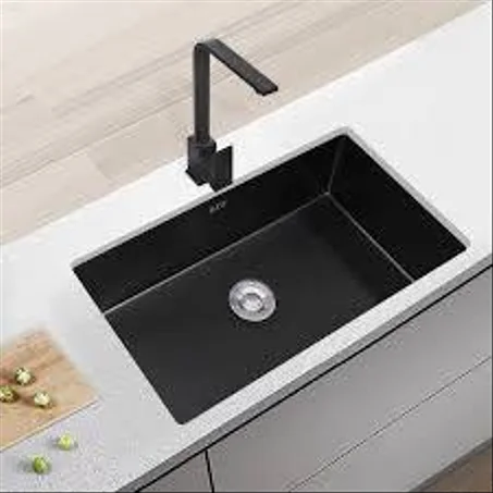 حوض المطبخ الاستانلس الأسود هاندميد فلات 60 × 45 سم 3 مم المضاد للخدش بالصرف و المصفة المتحركة HandMade Kitchen Sink