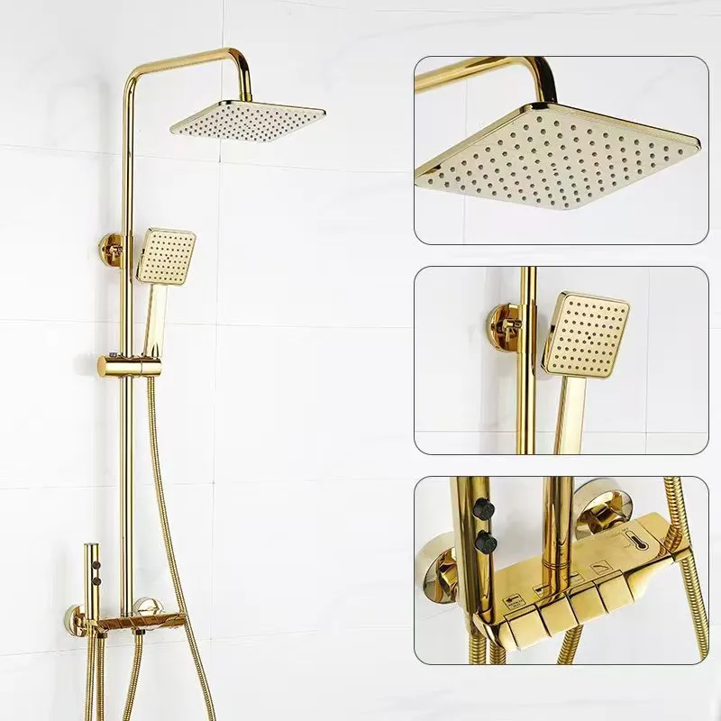 🚿✨ طقم دوش فاخر باللون الذهبي – أناقة ملكية لجمال حمّامك