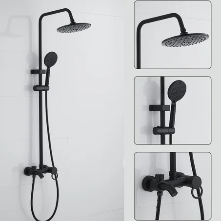 دوش حمام فاخر أسود مطفي – تصميم عصري