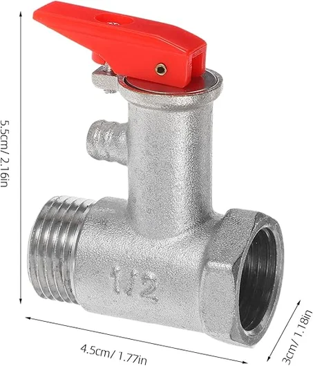 صمام أمان سخان المياه النحاسي من فيلكيس مطلي بالنيكل مع وظيفة التحقق من تخفيف الضغط مقاس 1/2 بوصة 0.8 ميجا باسكال للأنظمة الكهربائية وأنظمة مياه الصنبور