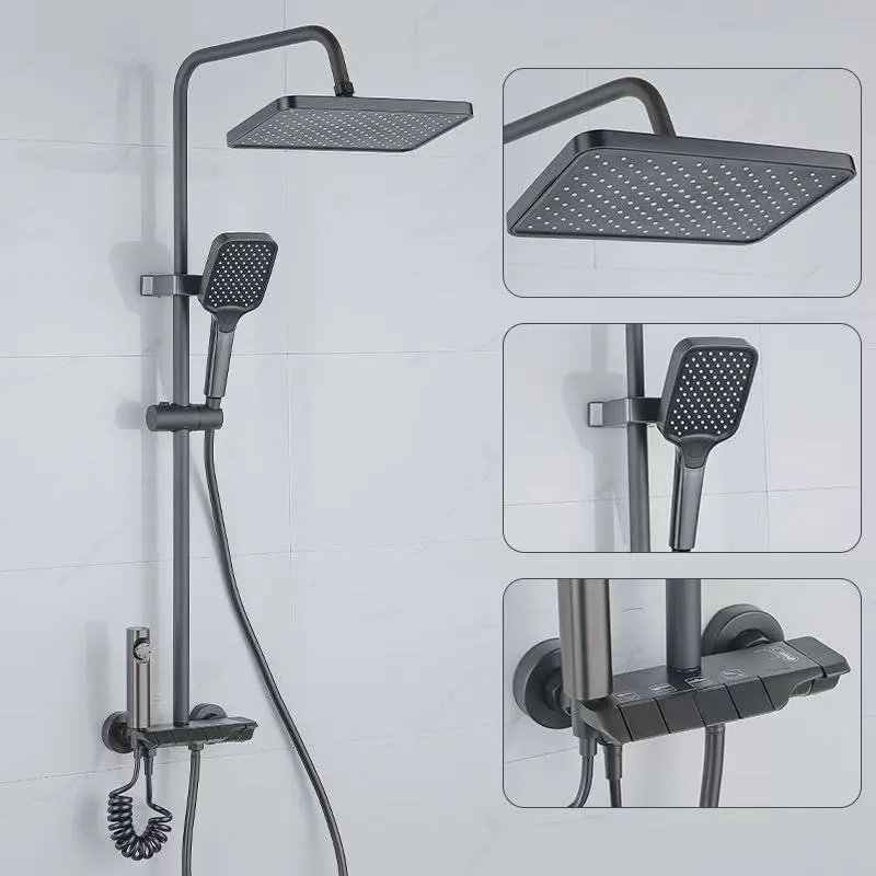 🚿✨ طقم دوش بريميوم بلون غراي داكن – قوة الأداء وأناقة التفاصيل