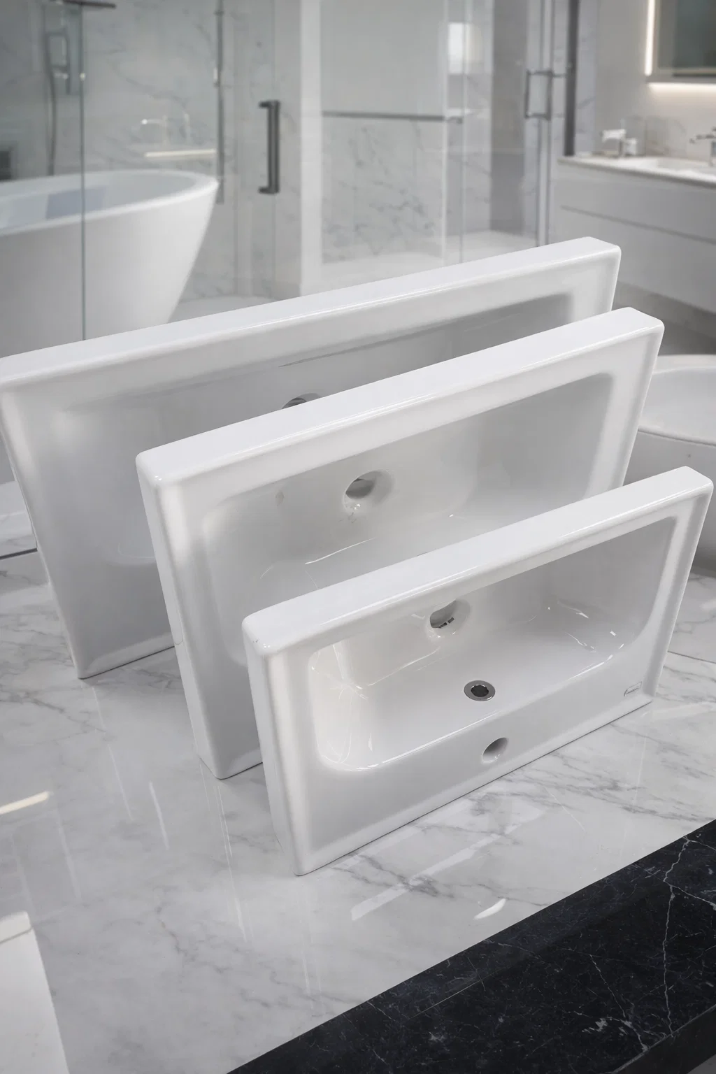 مغسلة حمام سيراميك مستطيلة عصرية