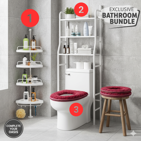 باقة الحمام الجديدة 2 رفوف عملية + غطاء مرحاض هدية