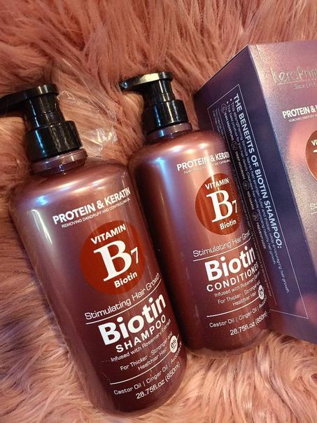 شامبو وبلسم البيوتين لنمو الشعر وتخفيفه
