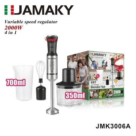 خلاط يدوي 2000 وات من جاماكي 4 في 1 متعدد الاستخدامات مع مع كوب 500 ml