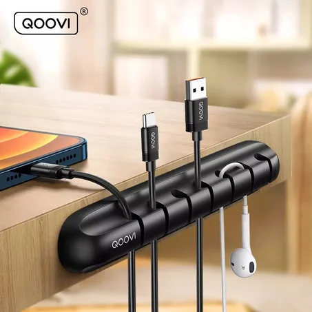 Organizador de Cables L16, enrollador de Cable USB de silicona, Clips de gestión para escritorio