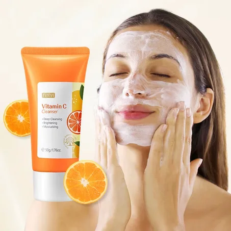 Limpiador Facial con vitamina C, limpieza profunda de la piel, eliminación hidratante de espinillas, cuidado de la piel, espuma de lavado, limpiador Facial, cuidado de la piel